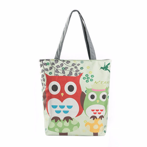Casual women bag Owl Printed Cat hbags Shoulder Shopping Bag Travel Bags Canvas Tote hbag women bags bolsas ILML