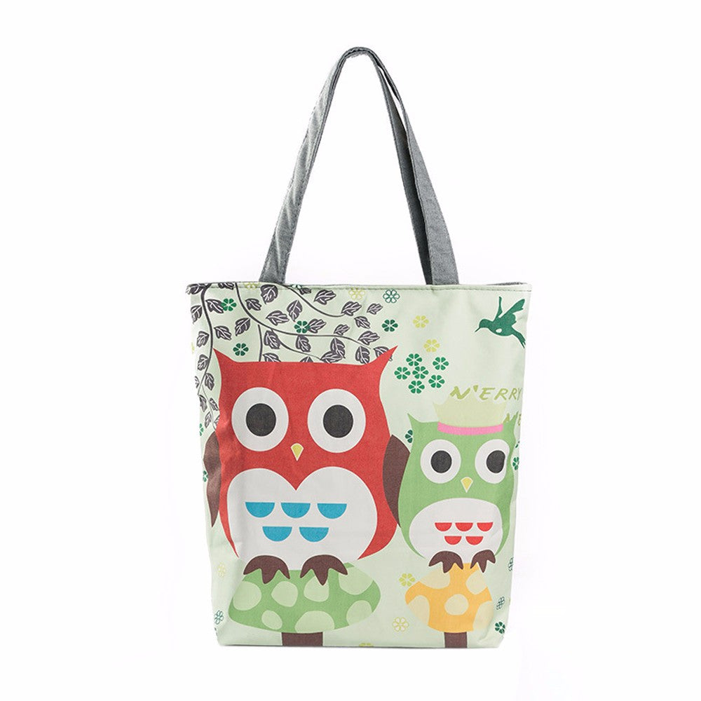 Casual women bag Owl Printed Cat hbags Shoulder Shopping Bag Travel Bags Canvas Tote hbag women bags bolsas ILML