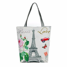 Casual women bag Paris Tower Printed Canvas hbags Shoulder Shopping Bag Travel Bags Tote hbag women bags bolsas ILML