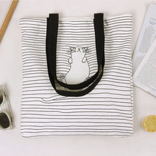 Casual women bag Striped Napping Cat hbags Shoulder Shopping Bag Travel Bags Canvas Tote hbag women bags bolsas ILML