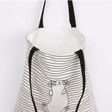 Casual women bag Striped Napping Cat hbags Shoulder Shopping Bag Travel Bags Canvas Tote hbag women bags bolsas ILML