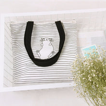 Casual women bag Striped Napping Cat hbags Shoulder Shopping Bag Travel Bags Canvas Tote hbag women bags bolsas ILML