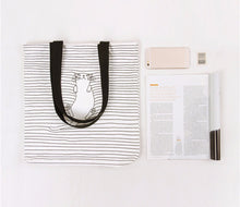 Casual women bag Striped Napping Cat hbags Shoulder Shopping Bag Travel Bags Canvas Tote hbag women bags bolsas ILML