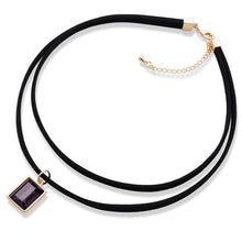 Charm crystal Double-Leather Cord Pendant Necklace Women Office Lady Retro Elegant Simple Semi Precious Stone Chain Necklaces ILML