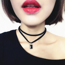 Charm crystal Double-Leather Cord Pendant Necklace Women Office Lady Retro Elegant Simple Semi Precious Stone Chain Necklaces ILML