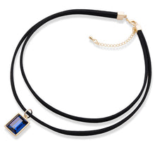 Charm crystal Double-Leather Cord Pendant Necklace Women Office Lady Retro Elegant Simple Semi Precious Stone Chain Necklaces ILML