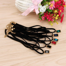Charm crystal Double-Leather Cord Pendant Necklace Women Office Lady Retro Elegant Simple Semi Precious Stone Chain Necklaces ILML