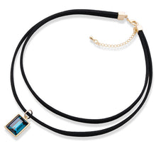 Charm crystal Double-Leather Cord Pendant Necklace Women Office Lady Retro Elegant Simple Semi Precious Stone Chain Necklaces ILML