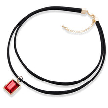 Charm crystal Double-Leather Cord Pendant Necklace Women Office Lady Retro Elegant Simple Semi Precious Stone Chain Necklaces ILML