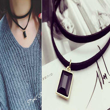 Charm crystal Double-Leather Cord Pendant Necklace Women Office Lady Retro Elegant Simple Semi Precious Stone Chain Necklaces ILML