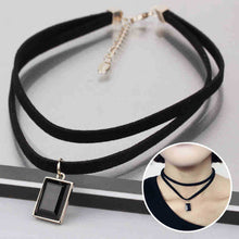 Charm crystal Double-Leather Cord Pendant Necklace Women Office Lady Retro Elegant Simple Semi Precious Stone Chain Necklaces ILML