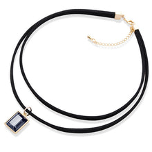 Charm crystal Double-Leather Cord Pendant Necklace Women Office Lady Retro Elegant Simple Semi Precious Stone Chain Necklaces ILML