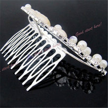 Chic Women Elegant Pearl Rhinestone inlay Crown Tiara Hair Comb Jewelry LKT0004 ILML