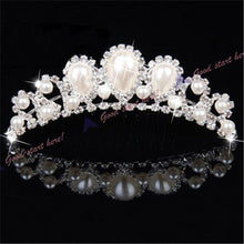 Chic Women Elegant Pearl Rhinestone inlay Crown Tiara Hair Comb Jewelry LKT0004 ILML