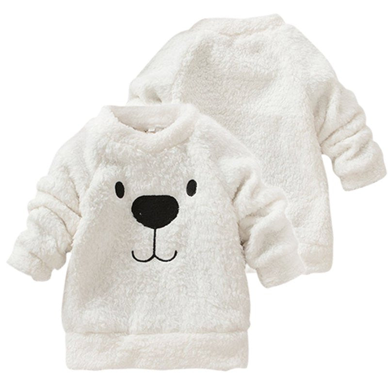 Children Baby Boys Girls Warm Sweater Clothing Lovely Bear Furry White Thick Pullover Coat ILML