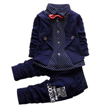 Children's Clothing Sets Baby Boy Gentleman Bow Tie Fake T-shirt Coat  Pants 2pcss Suits Kids Tracksuit Set ILML