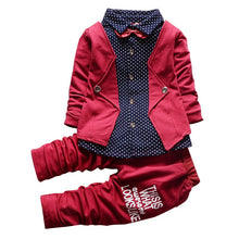Children's Clothing Sets Baby Boy Gentleman Bow Tie Fake T-shirt Coat  Pants 2pcss Suits Kids Tracksuit Set ILML