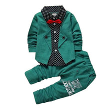 Children's Clothing Sets Baby Boy Gentleman Bow Tie Fake T-shirt Coat  Pants 2pcss Suits Kids Tracksuit Set ILML