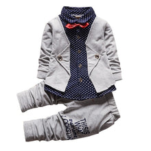 Children's Clothing Sets Baby Boy Gentleman Bow Tie Fake T-shirt Coat  Pants 2pcss Suits Kids Tracksuit Set ILML