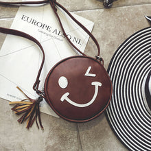 Circular Smile Face women bag Leather feminina messenger bags hbags famousSingle crossbody Shoulder bolsos mujer ILML