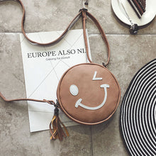 Circular Smile Face women bag Leather feminina messenger bags hbags famousSingle crossbody Shoulder bolsos mujer ILML