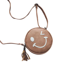 Circular Smile Face women bag Leather feminina messenger bags hbags famousSingle crossbody Shoulder bolsos mujer ILML