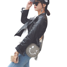 Circular Smile Face women bag Leather feminina messenger bags hbags famousSingle crossbody Shoulder bolsos mujer ILML