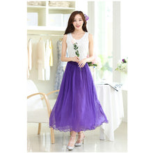 Colorful Women's Tulle Skirt Elastic Waist Silk Chiffon Pleated Long PY3 ILML