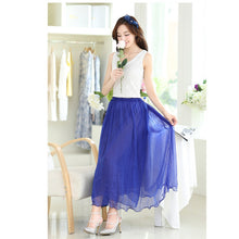Colorful Women's Tulle Skirt Elastic Waist Silk Chiffon Pleated Long PY3 ILML