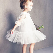 Cute Kids Baby Girls White Short Sleeve Princess Guaze Dress 2-7Years Y2 ILML