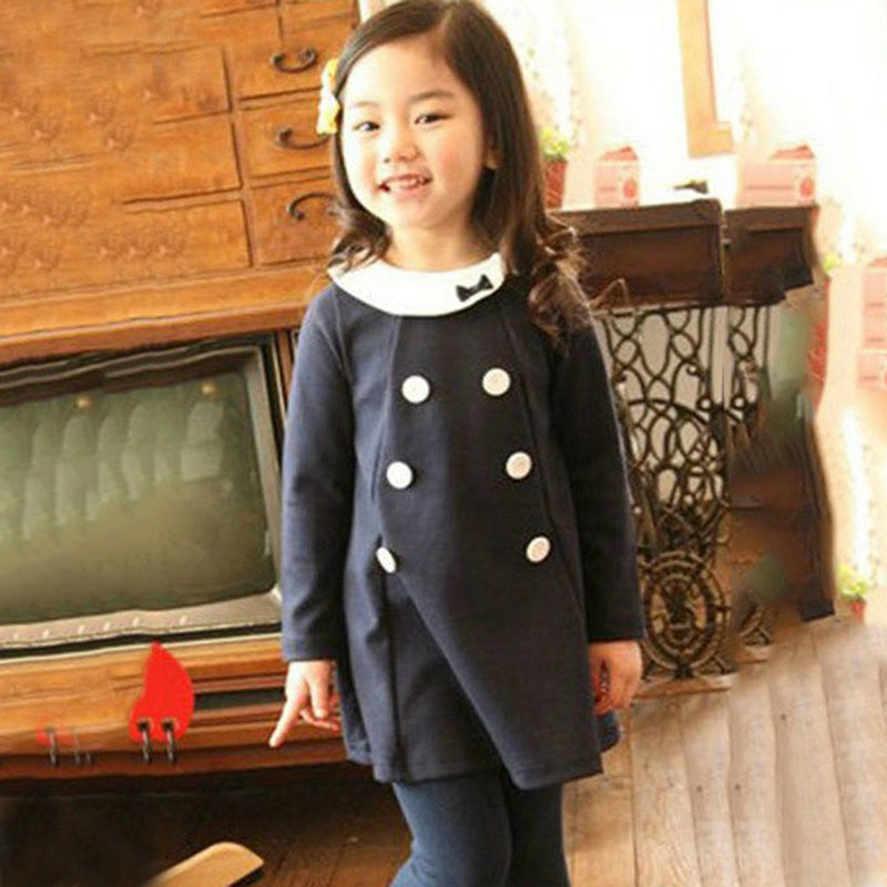 Cute Toddler Baby Girls Kids Dress Top Long Sleeve 2-7 Year Party One Piece Dresses ILML