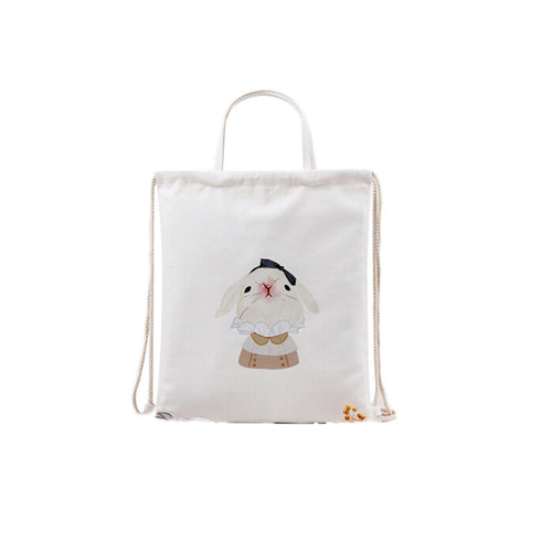 Cute Women Shoulder Bags Dual-use Messenger Bags Animal pattern Rabbit Cat Sunglasses Penguin Drawstring Bag Women's Hbags ILML