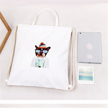 Cute Women Shoulder Bags Dual-use Messenger Bags Animal pattern Rabbit Cat Sunglasses Penguin Drawstring Bag Women's Hbags ILML