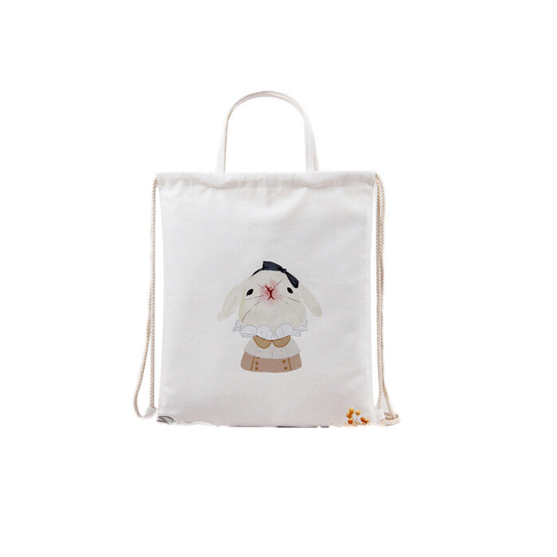 Cute Women Shoulder Bags Dual-use Messenger Bags Animal pattern Rabbit Cat Sunglasses Penguin Drawstring Bag Women's Hbags ILML