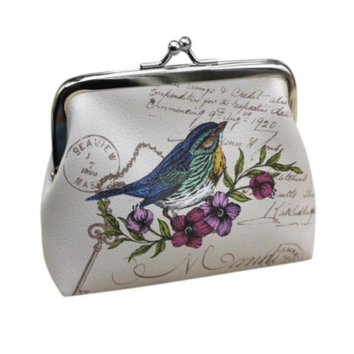 Delicate Print Pastoral Floral Bird Pattern Womens Wallet Card Key Holder Coin Purse Clutch Hbag Feminina Bags  ILML