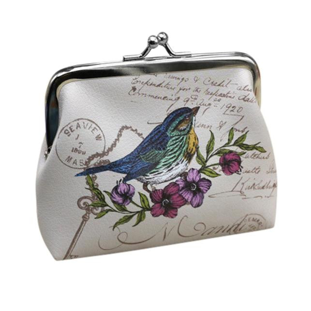 Delicate Print Pastoral Floral Bird Pattern Womens Wallet Card Key Holder Coin Purse Clutch Hbag Feminina Bags  ILML