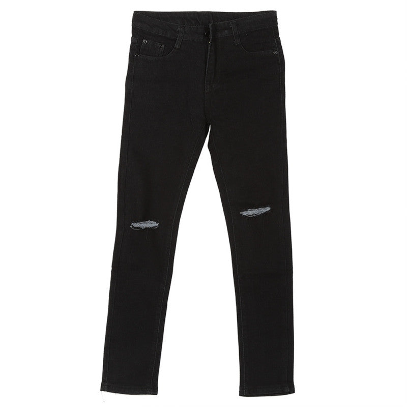 DesignerJeans Womens Denim Hollow Out Strech Blue Black Skinny High Waist Denim Pencil Pants Plus Size ILML