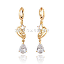 Elegant 18k Golden Plated Crystal Charm Jewelry Dangle Earrings for Women Ladies ILML