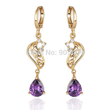 Elegant 18k Golden Plated Crystal Charm Jewelry Dangle Earrings for Women Ladies ILML