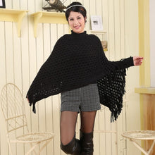Elegant Women's Loose Tassel Fringe Knit Poncho Cape Sweater Shawl Top Coat PY5 ILML