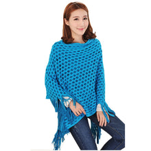 Elegant Women's Loose Tassel Fringe Knit Poncho Cape Sweater Shawl Top Coat PY5 ILML