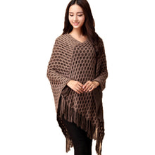 Elegant Women's Loose Tassel Fringe Knit Poncho Cape Sweater Shawl Top Coat PY5 ILML