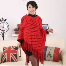 Elegant Women's Loose Tassel Fringe Knit Poncho Cape Sweater Shawl Top Coat PY5 ILML