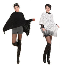 Elegant Women's Loose Tassel Fringe Knit Poncho Cape Sweater Shawl Top Coat PY5 ILML