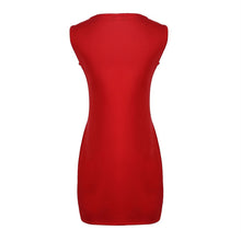 European Style Women Bandage Bodycon Slim Sleeveless Evening Party Pencil Push Up Red Zipper Dresses ILML