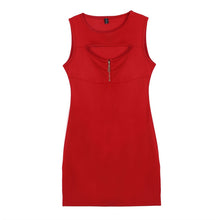 European Style Women Bandage Bodycon Slim Sleeveless Evening Party Pencil Push Up Red Zipper Dresses ILML