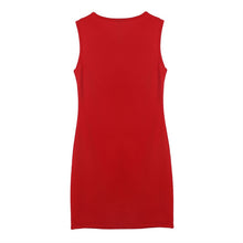 European Style Women Bandage Bodycon Slim Sleeveless Evening Party Pencil Push Up Red Zipper Dresses ILML