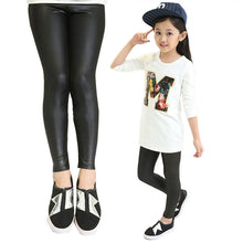 Fall Girls Stretch leggings Imitation leather Pants Kids Clothing Trousers 2-7 Y ILML