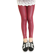 Fall Girls Stretch leggings Imitation leather Pants Kids Clothing Trousers 2-7 Y ILML