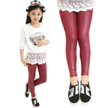 Fall Girls Stretch leggings Imitation leather Pants Kids Clothing Trousers 2-7 Y ILML